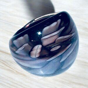 Glass Art Statement Ring Petals Modern Look Unusual Costume Jewelry